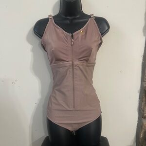 Zipper Front One-Piece Swimsuit in Mauve